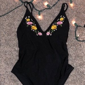 LA Hearts floral embroidery one piece